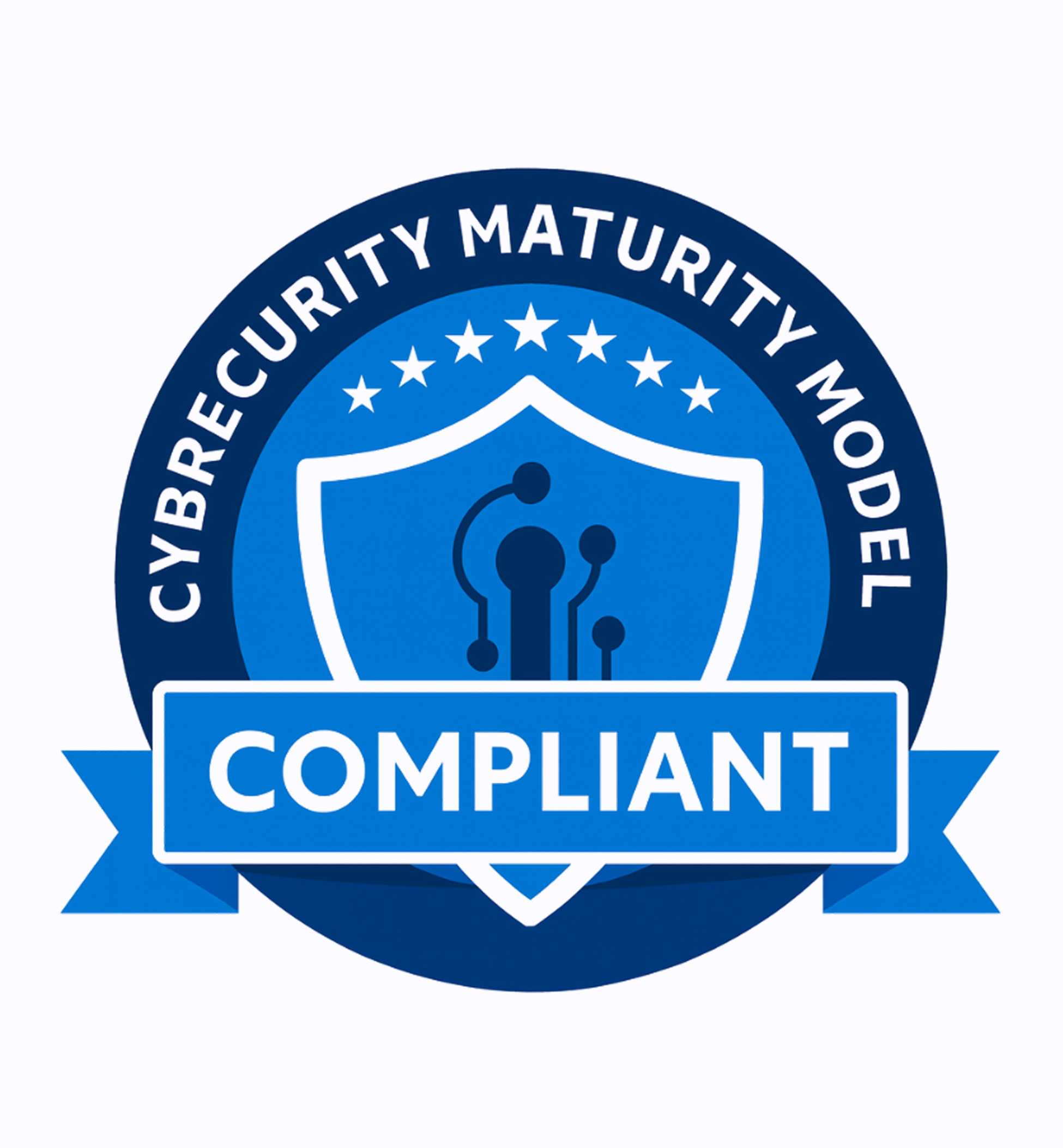 CMMC compliance shield with cybersecurity icons representing Department of Defense file sharing requirements