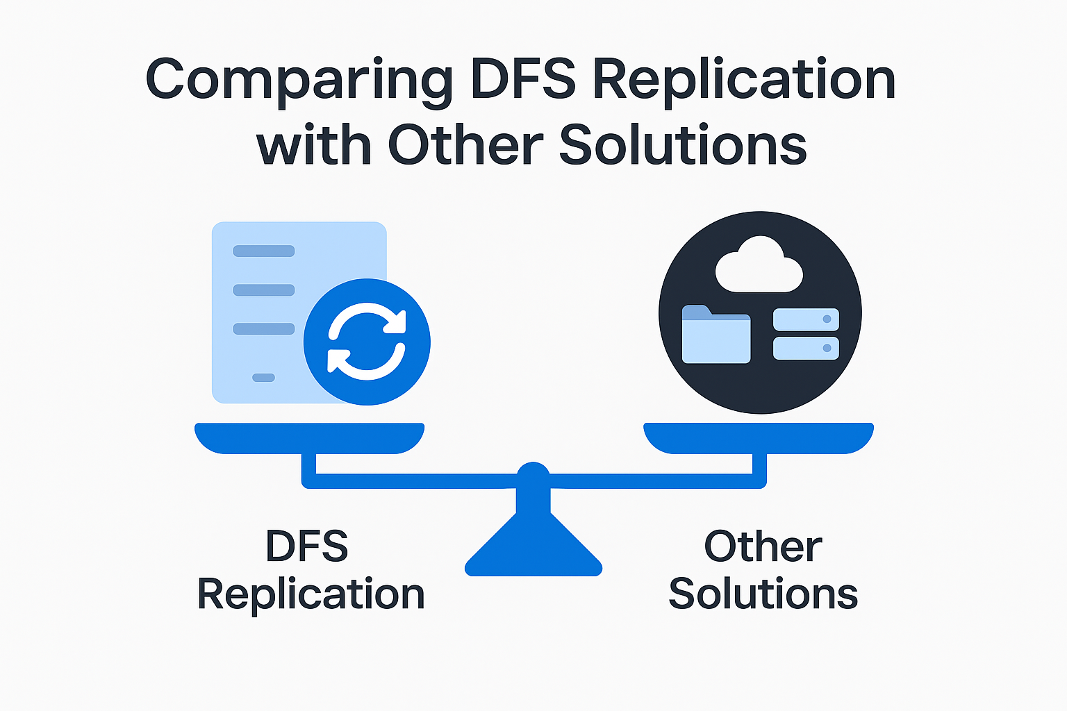A comparison of DFS replication with other data solutions.