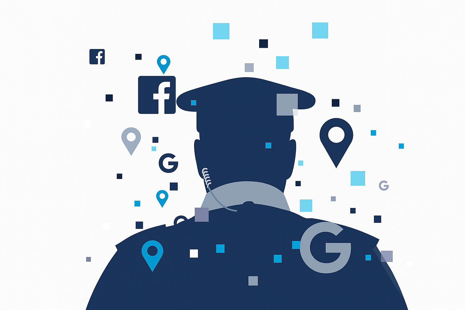 A law enforcement officer stands before a globe, symbolizing global security, networking, and data sovereignty.
