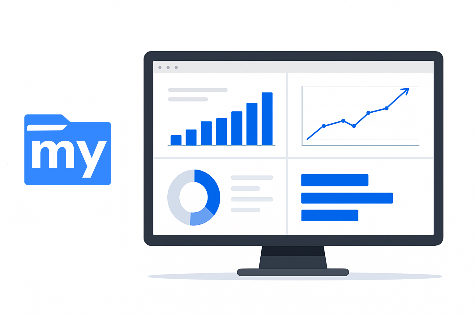 A computer screen displaying data charts and graphs with a file sharing platform logo in the background