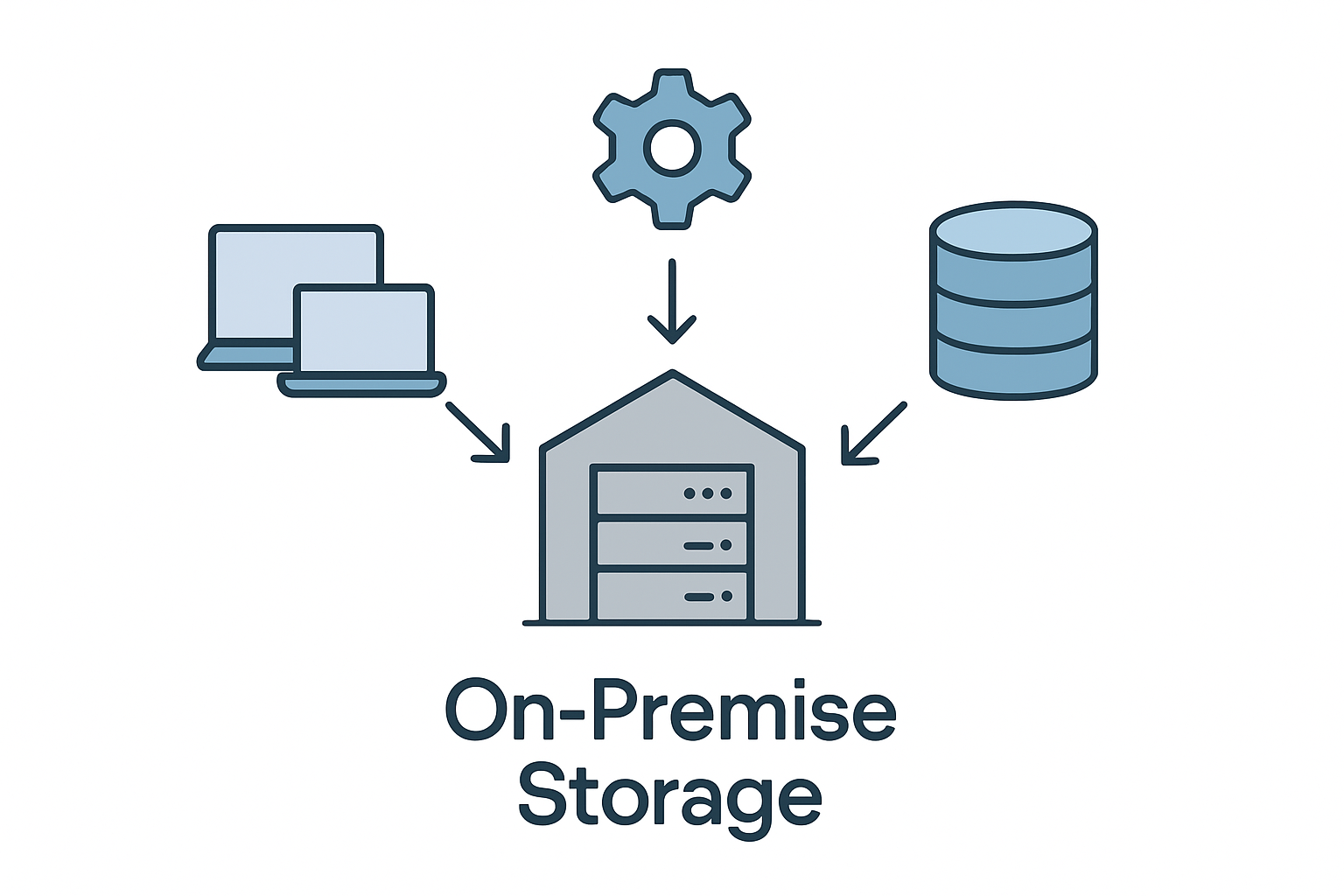 Diagram showing the benefits of on-premise storage, highlighting different features.